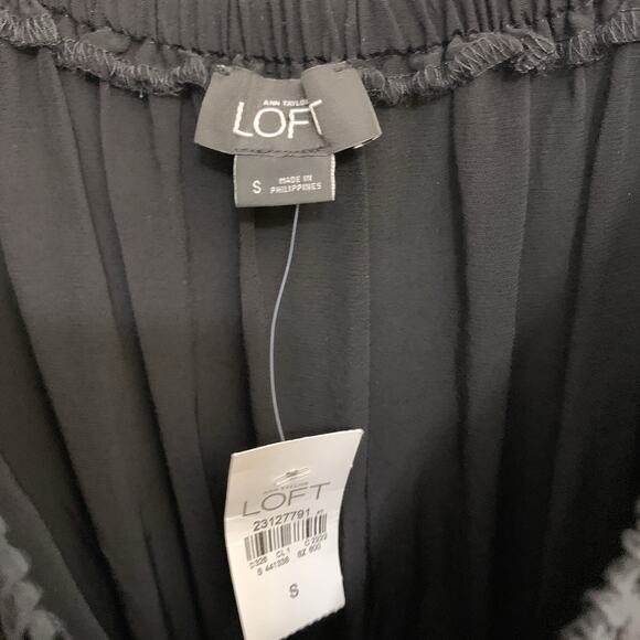 LOFT Black Off Shoulder Short Sleeve Drawstring Waist Romper Small NWT - Picture 3 of 5